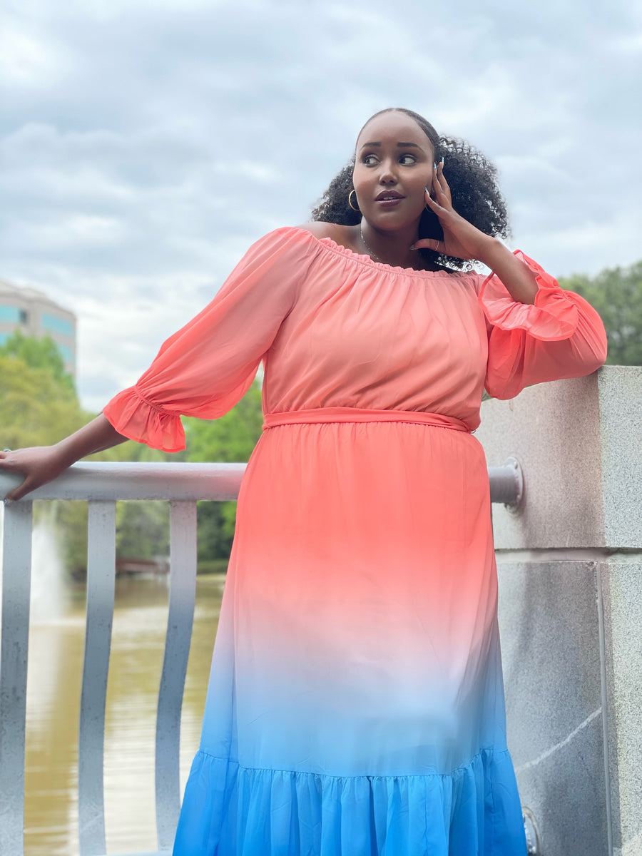 blue pink ombre dress Mom & Me