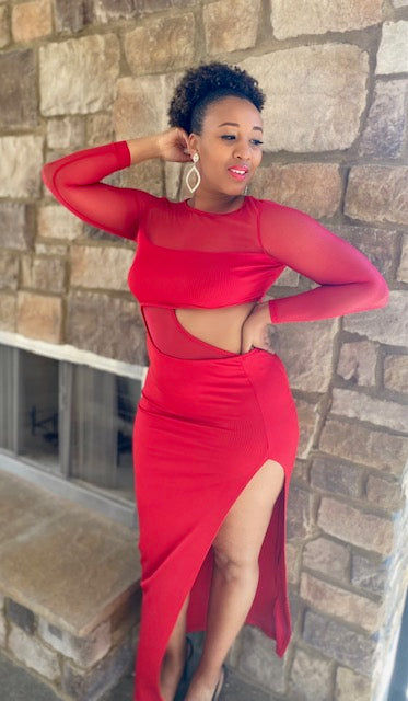 Sexy Lady In Red Dress