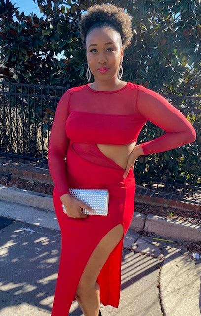 Sexy Lady In Red Dress