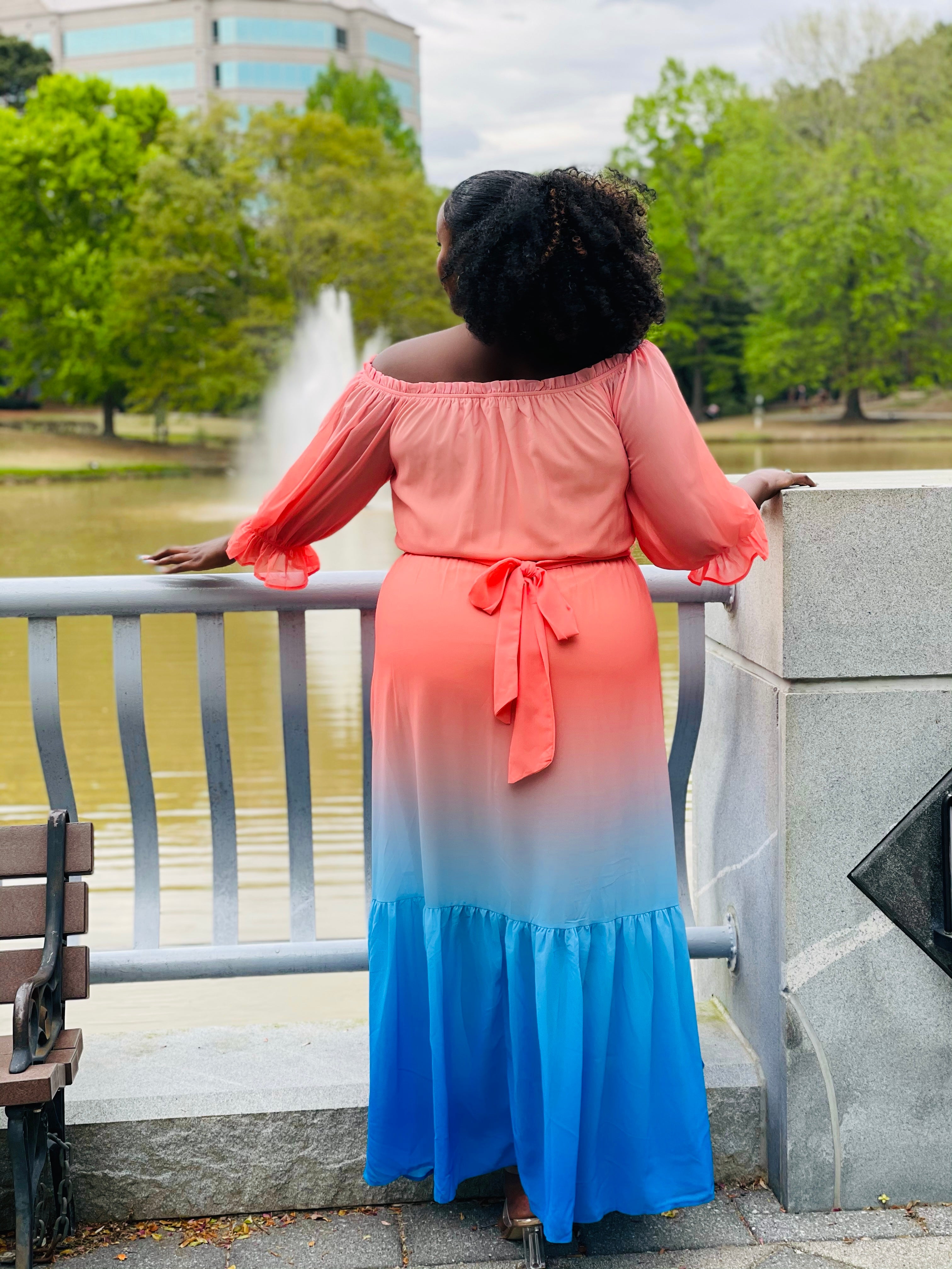 Pink and Blue Ombre Maxi Dress House Of Bailey Pink and Blue Ombre Maxi Dress House Of Bailey