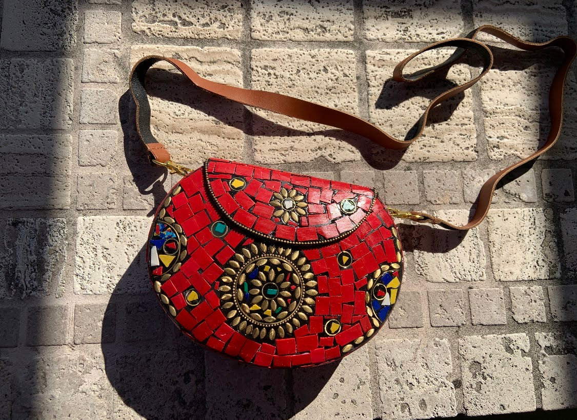 Red Mosaic Box Bag