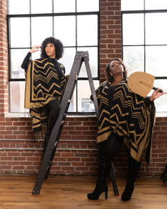 Black and Gold Poncho