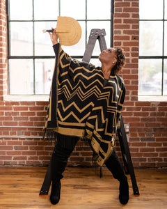 Black and Gold Poncho