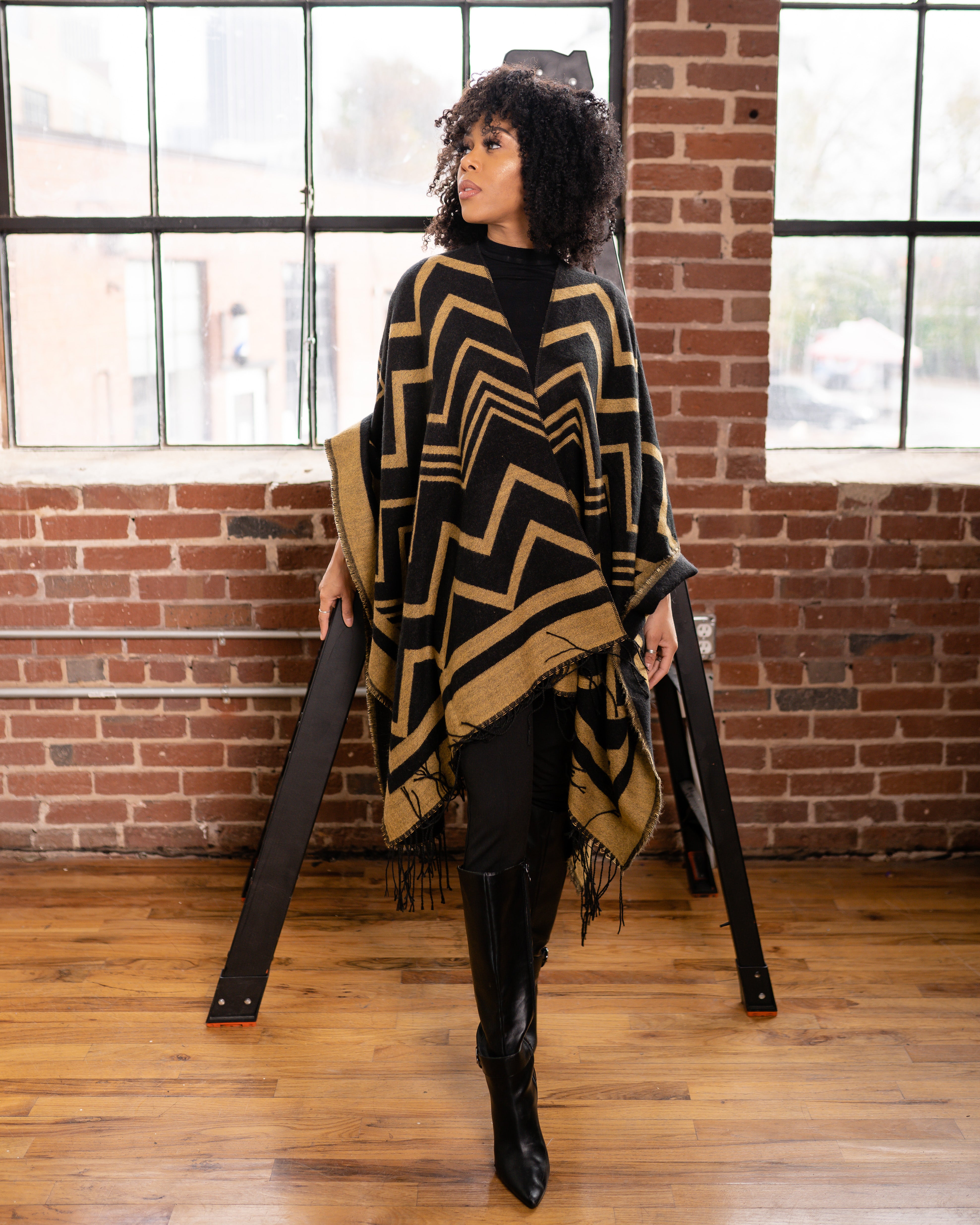 Black and Gold Poncho