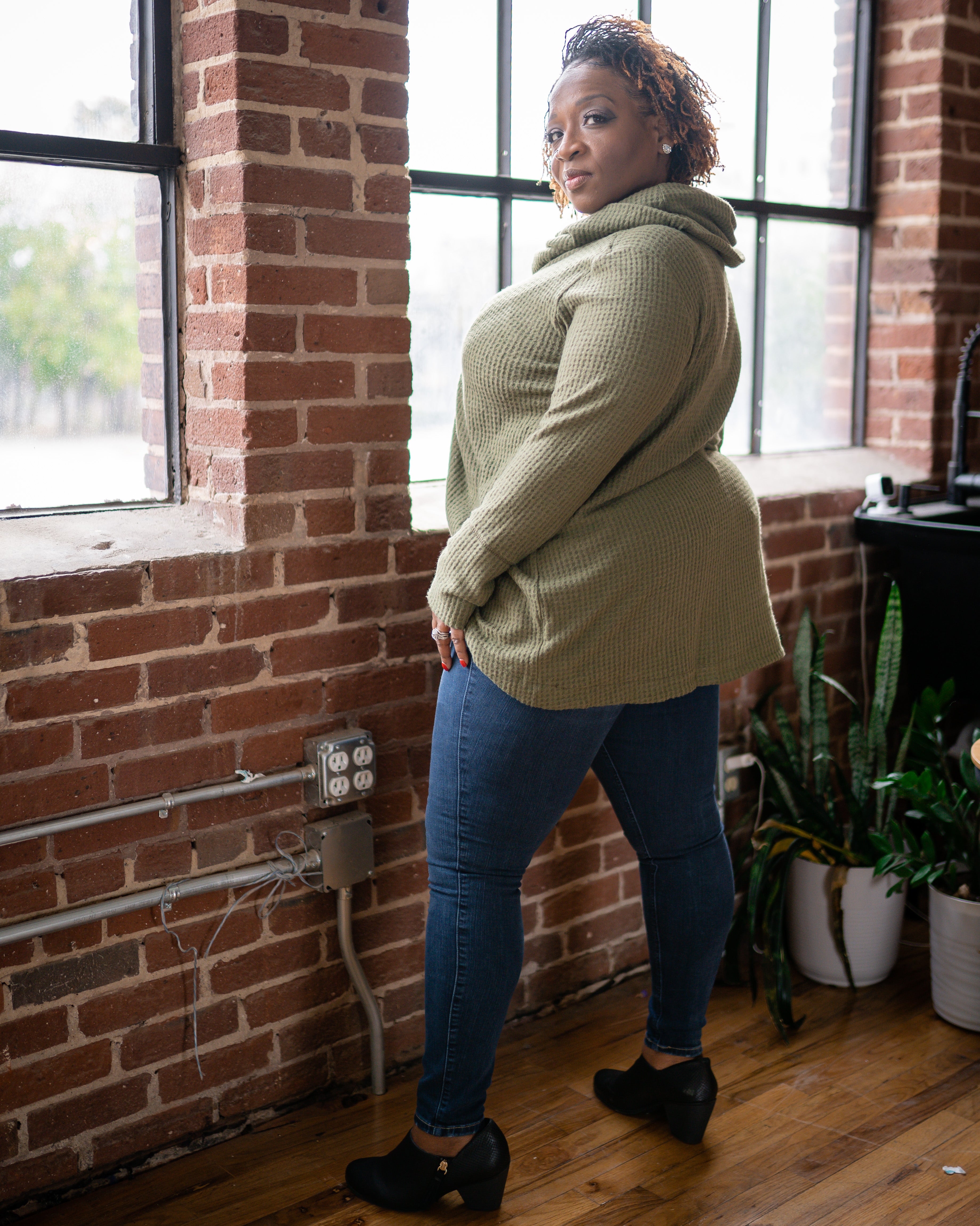 Waffle Turtle Neck Sweater