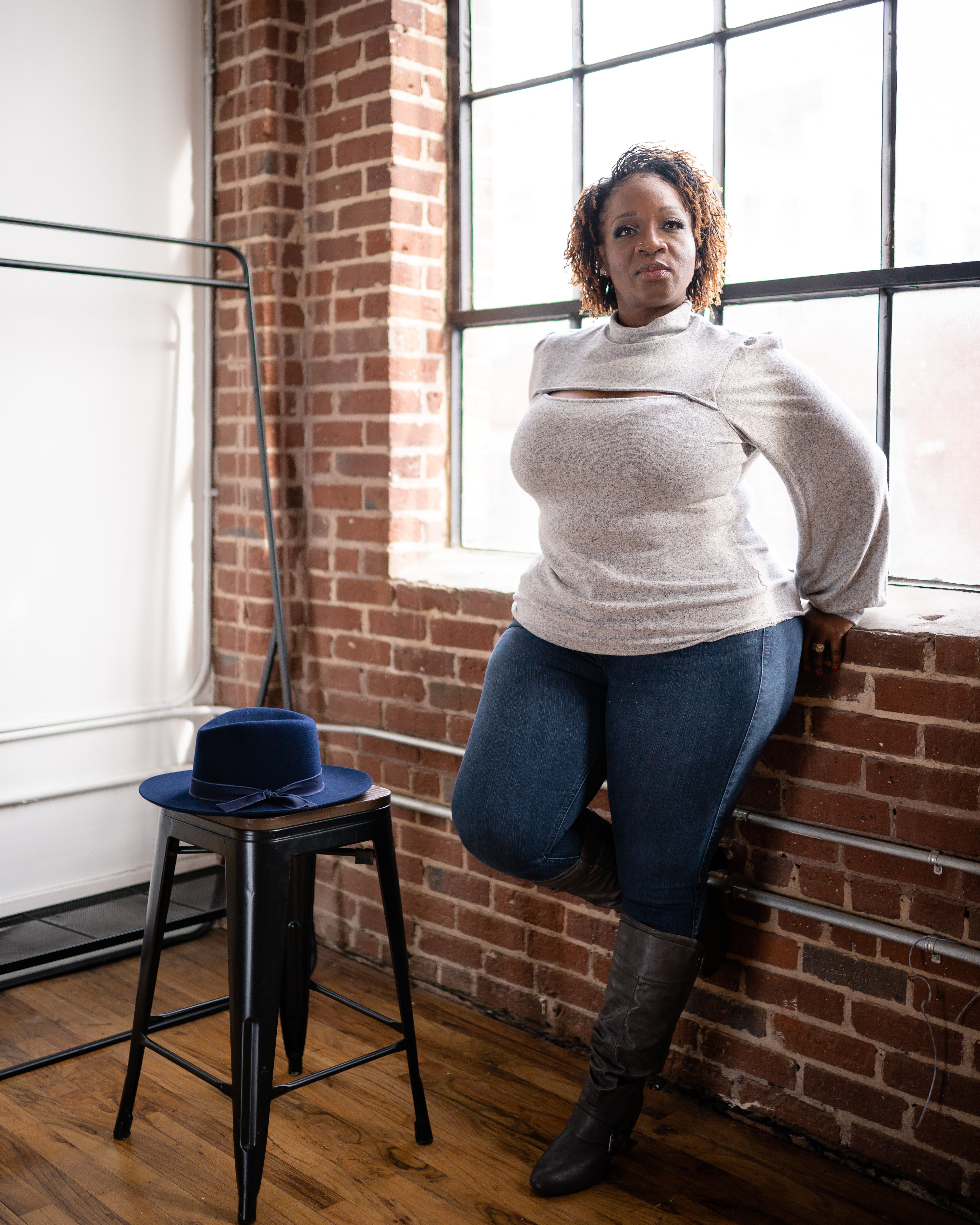 Grey Mock Neck Sweater